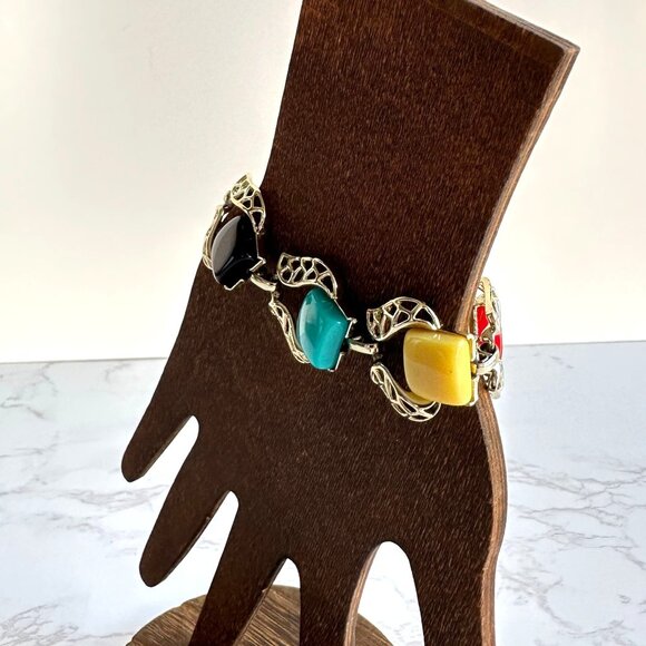 Coro Thermoset Link Bracelet 1950s Lucite - Picture 4 of 11